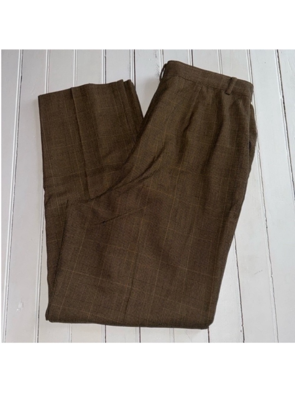 Worthington Straight Leg Pants Brown Plaid Size 12P